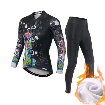 Winter Fleece Riding Bicycle Jerseys Cycling Clothing Set Keep Warm Women Long Sleeve Bicycle Clothes Suit