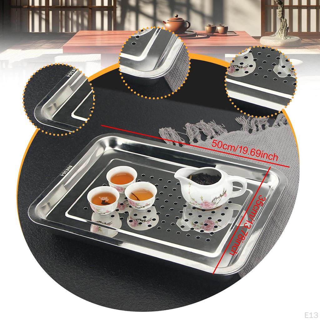 Hollow Tea Tray Food Storage Multifunctional Organizer for Home Kitchen