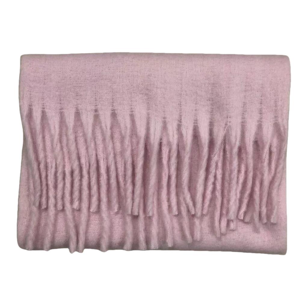 Solid Color Mohair Loop Yarn Scarf Women's Autumn and Winter New High-end Versatile Warm Scarf Shawl Dual-purpose