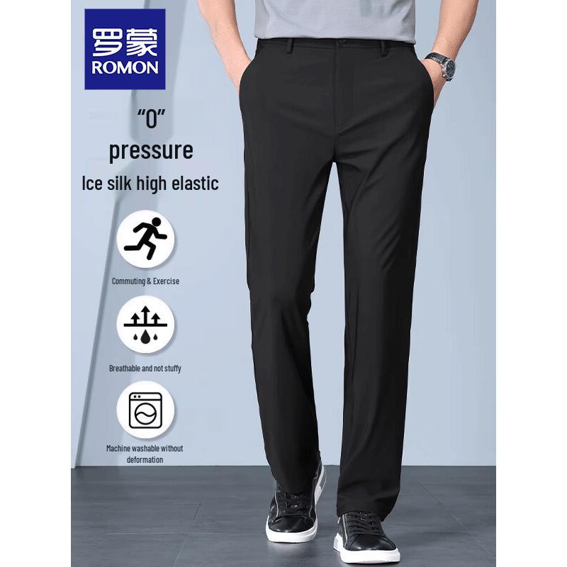 Luomeng Men's Ice Silk Straight-Leg Casual Pants
