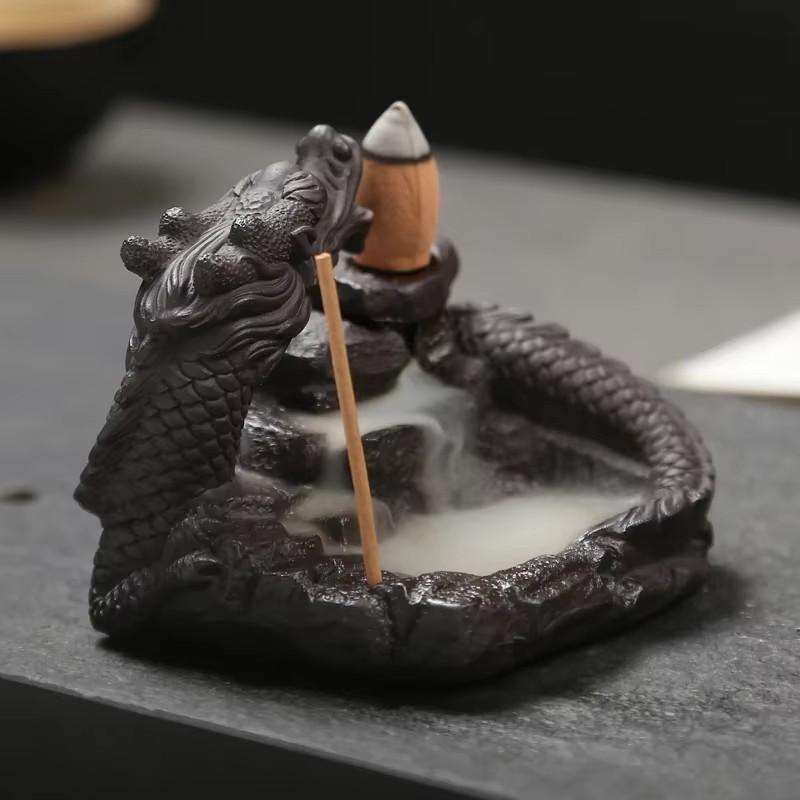 Hot Dragon Incense Burner Smoke Backflow Best Cone Censer Incense Holder Mini Office Desk Home Decor Teahouse Ornaments