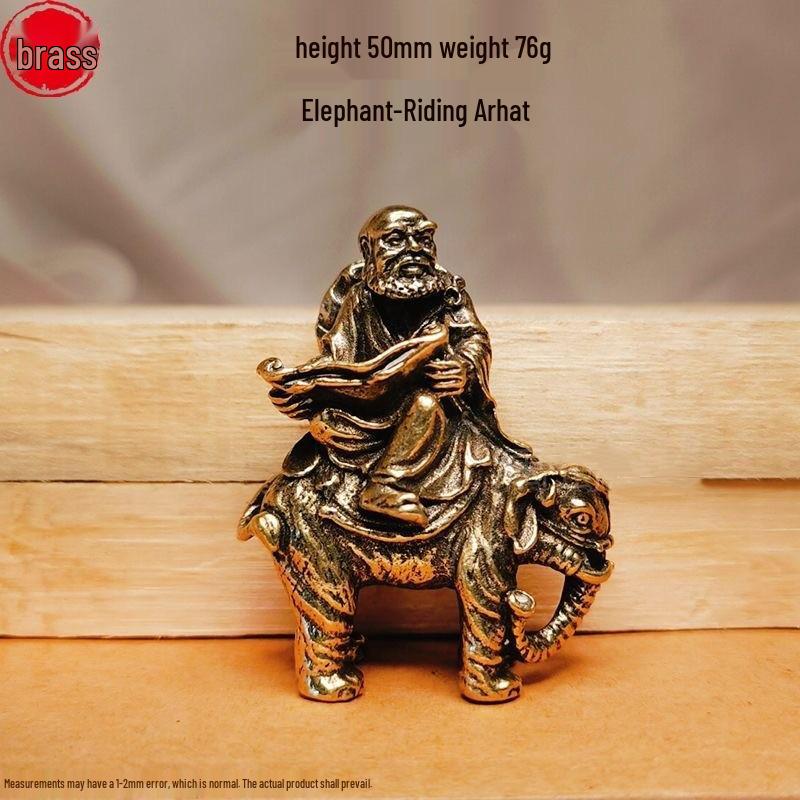 Solid Brass Eighteen Arhats Dragon and Tiger Taming Desktop Ornaments