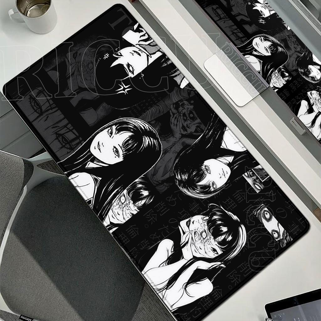 Black and White Horror Collage Anime Girl Mouse Pad XXL Gamer Mousepad Office Extended Desk Pad Gaming Keyboard Mat Large Carpet