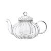 Pumpkin-Shaped High-Temperature Resistant Floral Teapot with Infuser, Thickened Borosilicate Glass
