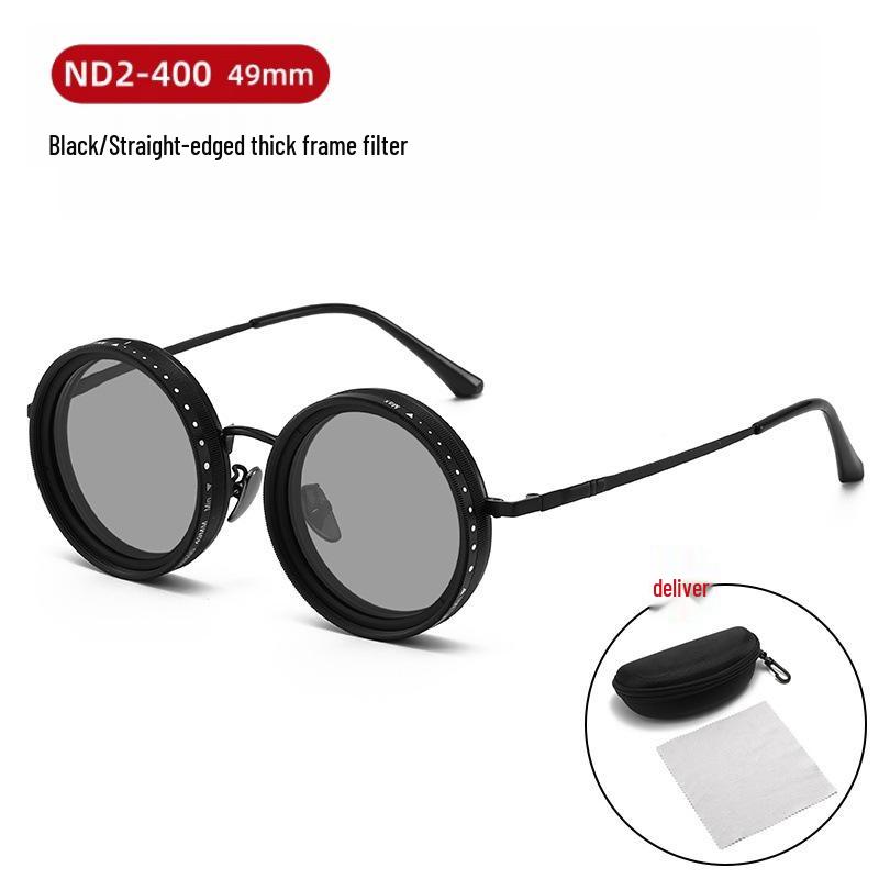 ND Rotating 9-Level Adjustable Polarized Sunglasses, UV400 Protection, Punk Style Round Filter