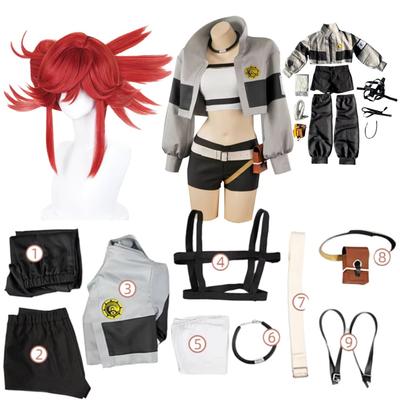 GACHIAKUTA Liyao Riyo Cosplay Costume Wig GACHI AKUTA Liyao Riyo Top Vest Short Backpack Waist Bag Halloween Christmas