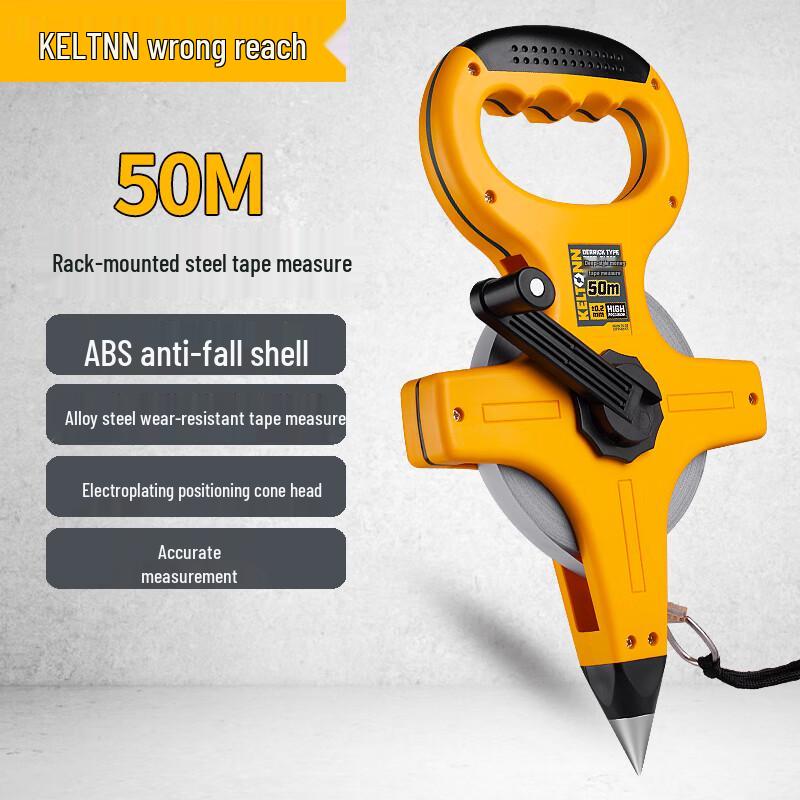 KELTONN 50m Handheld Steel Frame Tape Measure