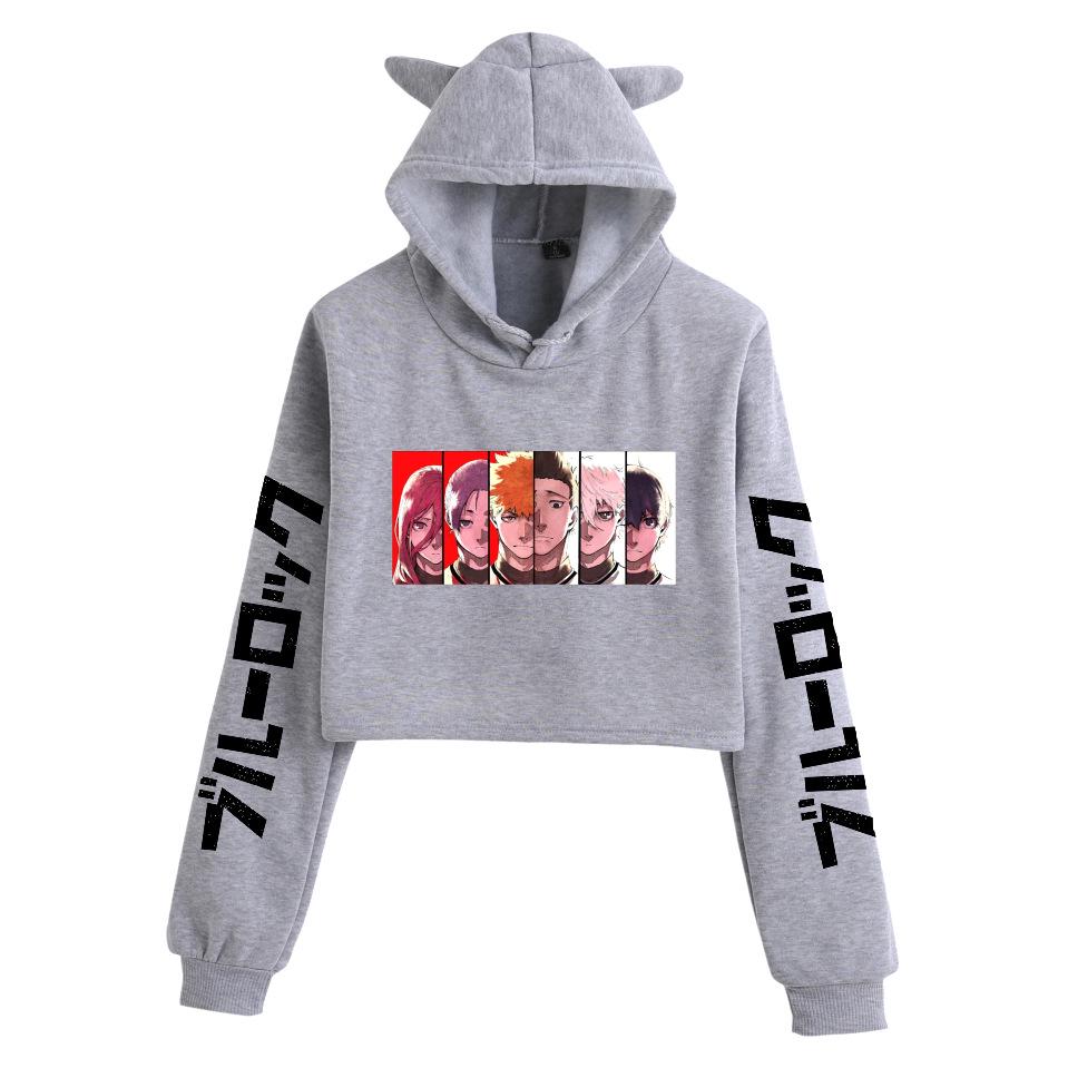 Blue Lock Cat Ear Hoodie for Women - Two-Dimensional Print, Casual, Autumn/Winter