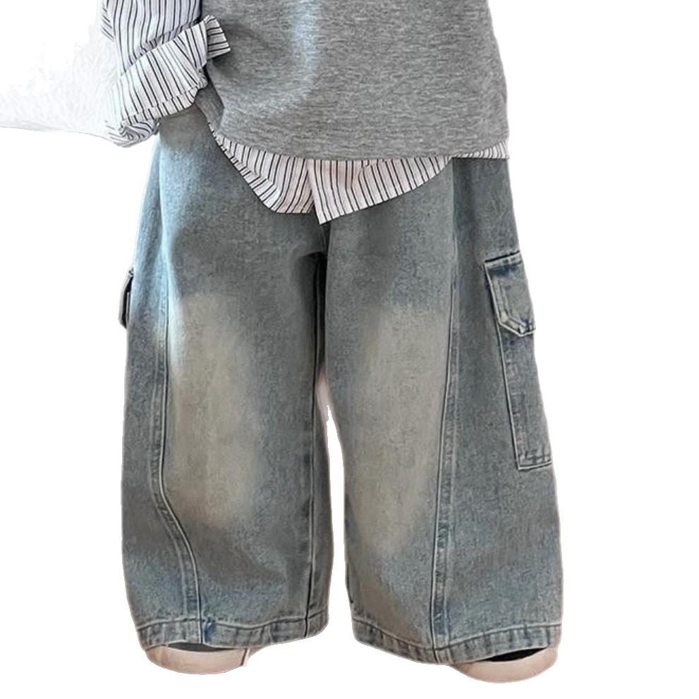 Trendy Children's Spring/Autumn Jeans - Cool, Casual, Loose Straight-Leg Overalls