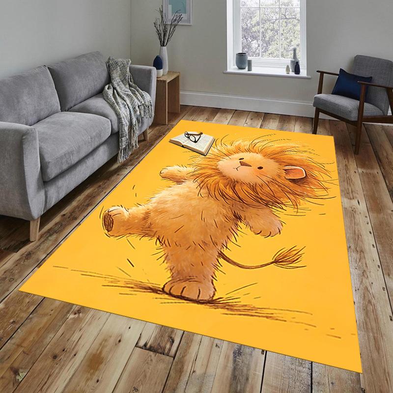 Lion Cub Pattern Area Rug, Office Carpet Indoor Outdoor Entrance Doormat, Non-Slip Soft And Comfortable, Living Room, c122015