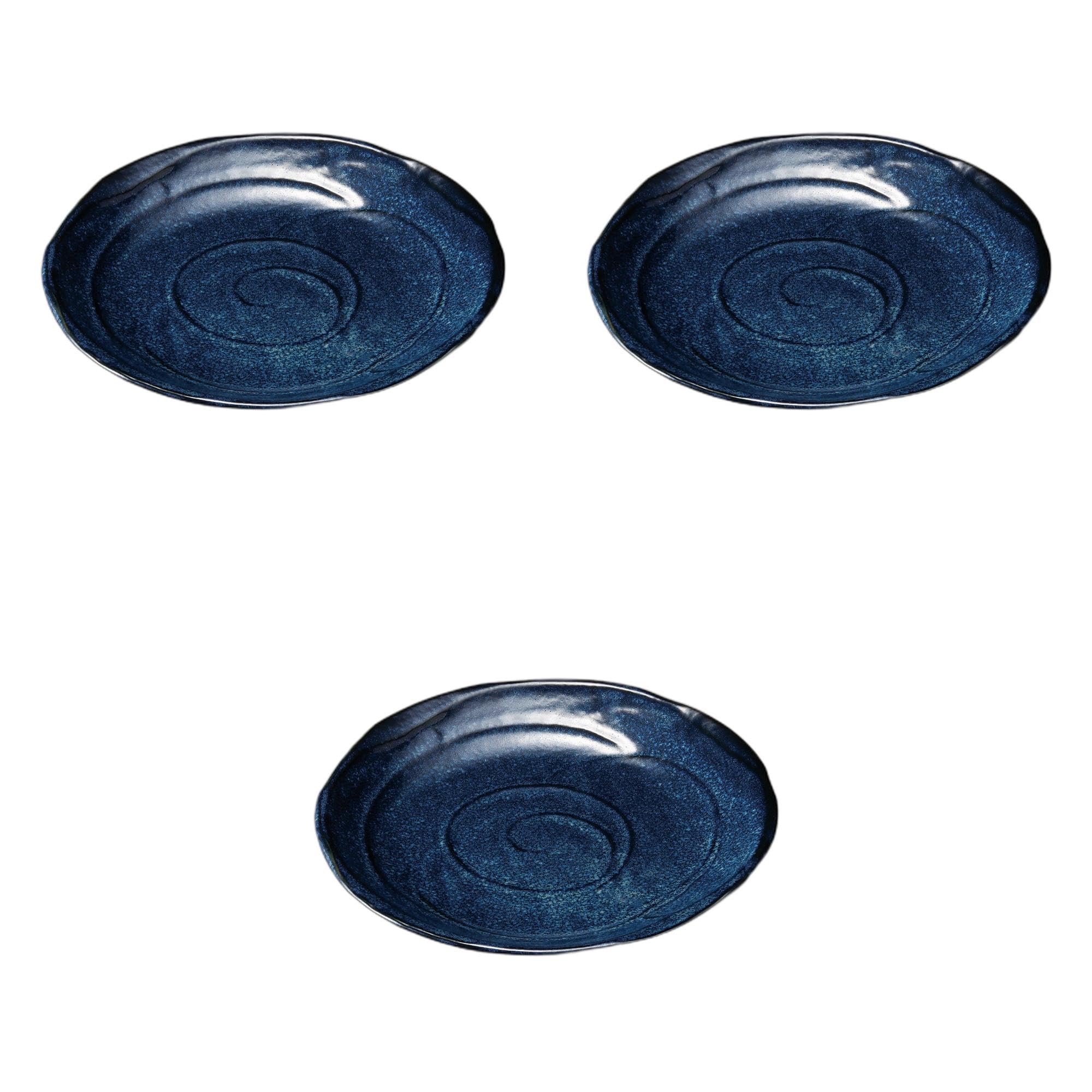 

Set of 3 Hanakon Plates x Large Ceramic Plates by Setomonohonpo 8.0 [24.5 3cm] темно-синий