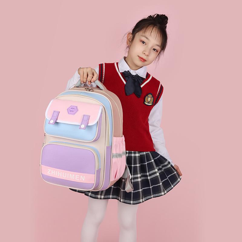 New Fashionable Contrasting Color Backpack, Primary School Bag, Large Capacity Children's Backpack, Men's and Women's School Bag