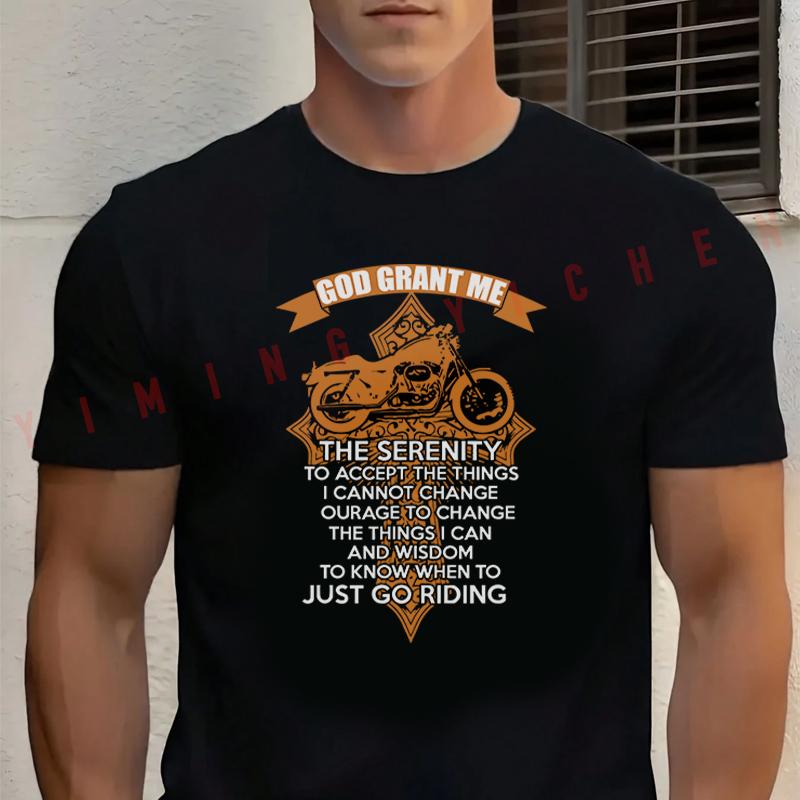 God Grant Me Motorcycle Cotton Moto T-Shirt Fashionable CasualSummer Travel And Sports Tee