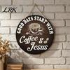 Koffieshop Wanddecoratie Houten Barborden, Hangbord met Rustiek Thema, Decoratie met Kopje Thema, Ronde Houten Plaquette voor Boerderijke Keukendecoratie