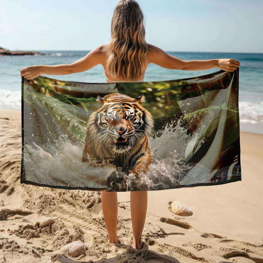 1pc tiger Print towel Sports Quick-Drying Super Absorbent Camping Towel Super Soft Lightweight Gym Swimming Yoga Beach Towel