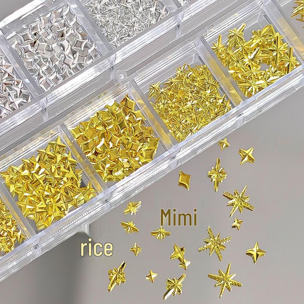 Gold & Silver Cross Starburst Nail Art Studs and Dots