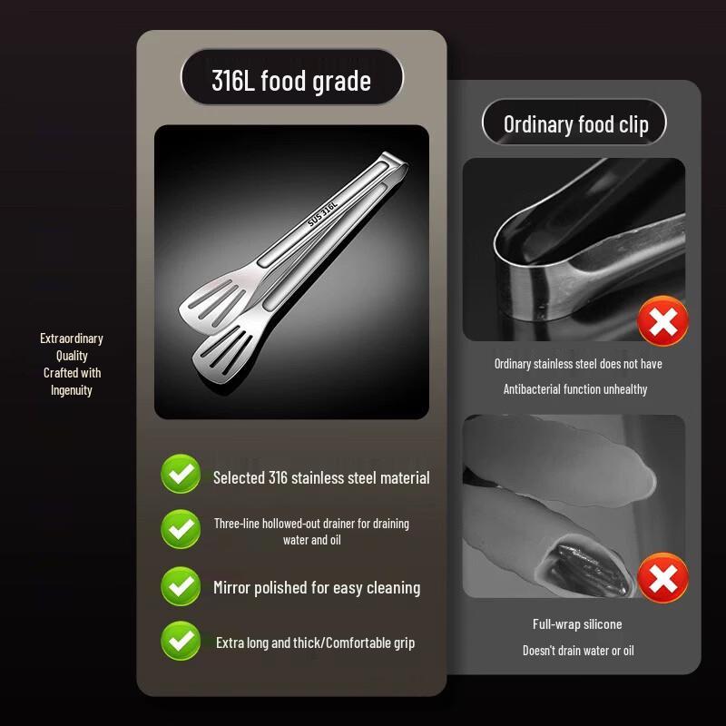 ZISIZ 316 Stainless Steel Food Tongs