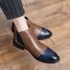 Spetsiga Martin-kängor herrskor mellanhöga koreansk version herrskor läderkängor hög topp brittisk stil retro korta kängor trendiga modekängor
