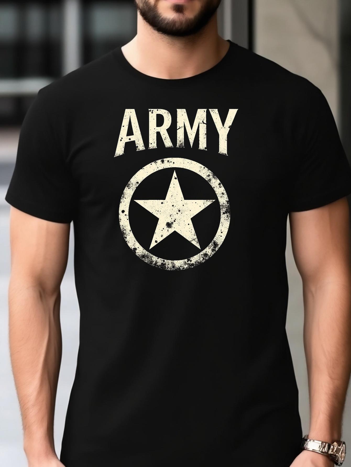 Army Graphic T-shirt - Black with Golden Star & ARMY Print XXXXL