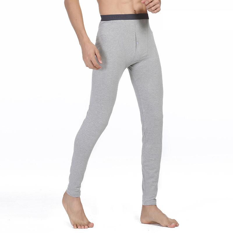 Men's Combed Cotton Autumn Pants, Seamless, Elastic, Thin, Slim Fit Leggings, Warm, Autumn and Winter Pants, Mid Waist Pants