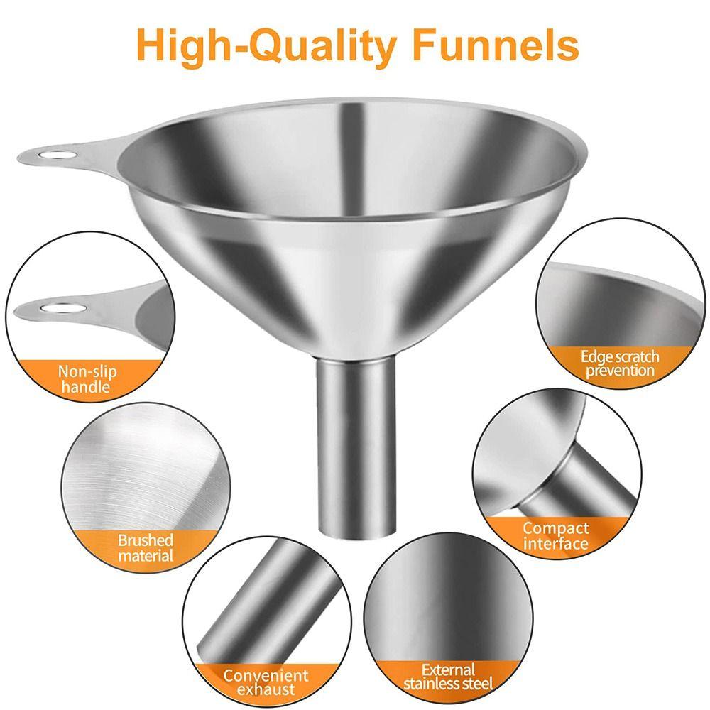 3/5Pcs 3 Sizes Kitchen Funnels Set Stainless Steel Multipurpose Funnel Kitchen Accessories