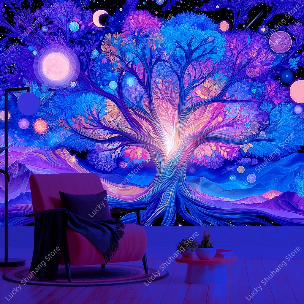 Tree Of Life Wall Tapestry Cosmic Art Print Boho Decor For Bedroom Living Room Spiritual Theme Home Interior Hanging Poster