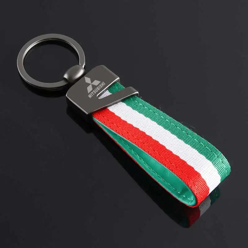 

Metal Car Keyring for Mitsubishi ASX Lancer Cordia Pajero Outlander Eclipse Mirage Montero L200 Nylon Webbing Keychain Pendant