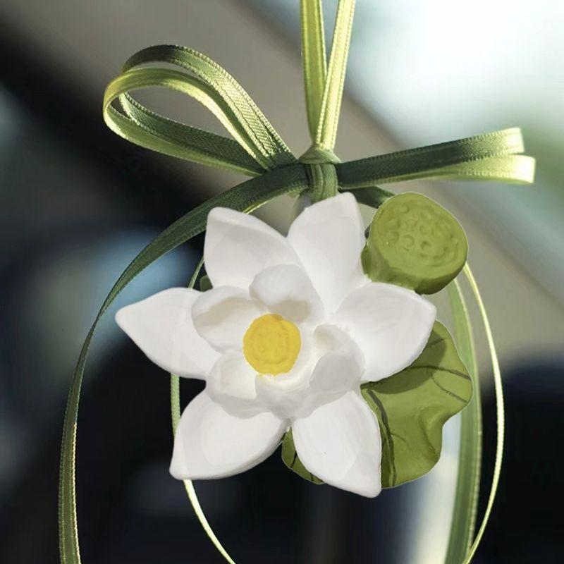 Lotus Car Pendant, Car Fragrance Diffuser, Interior Lotus Aroma Stone, New Car Good Luck Gift, Rearview Mirror A Lotus Flower Vent Other notes