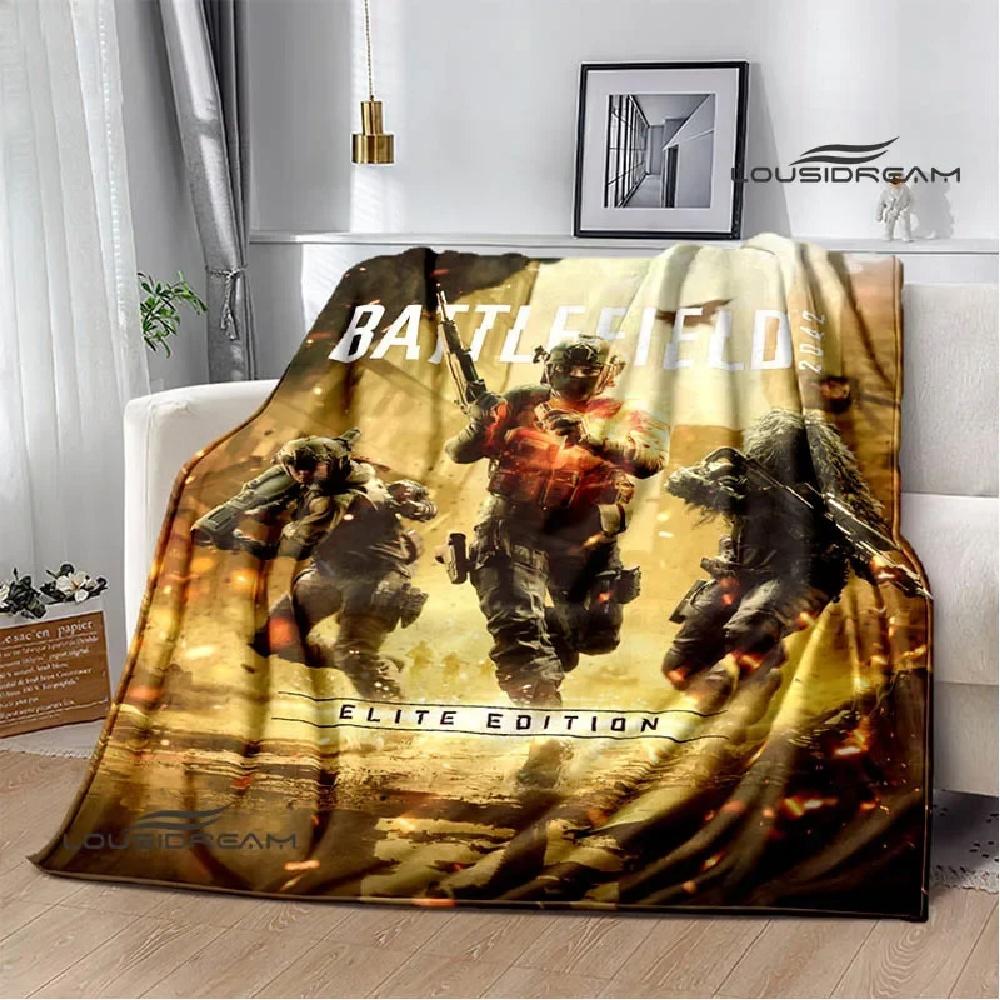 

3D game Battlefield Printed throw blanket blankets Warm Flannel blankets Soft and comfortable blanket bed linings Birthday Gift#Color_14 100X130CM сірий колір