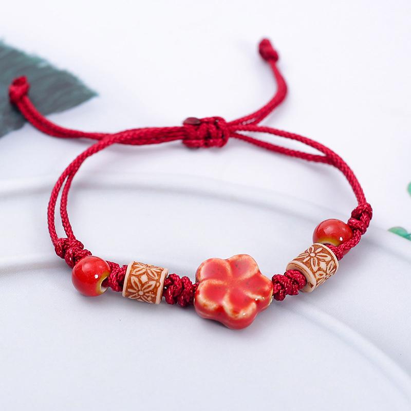 Vintage Star Ceramic Braided Rope Bracelets For Women Girls Sweet Bohemian Style Adjustable Bangles Jewelry Accessories Gifts
