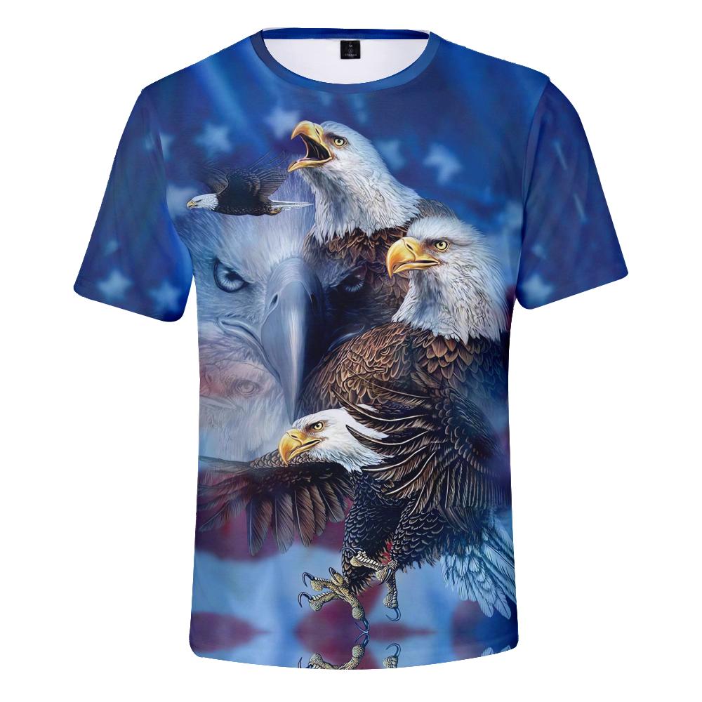 Eagle 3D Printed T-Shirts Regular Teens Mens Streetwear
