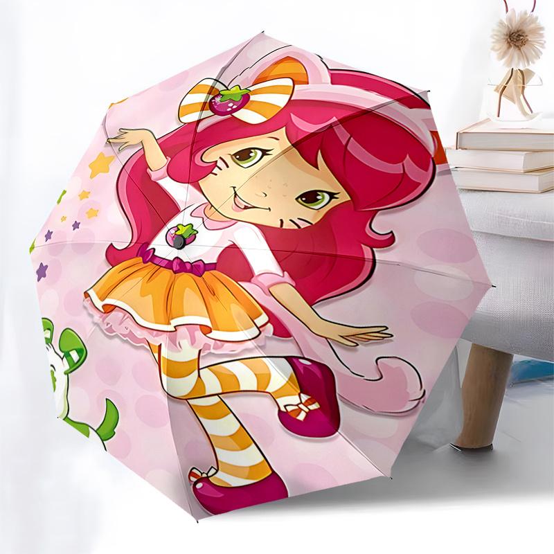 Strawberry Shortcake Automatic Opening Folding Umbrella with 8 Bone Iron Frame Perfect for Fans,Travelers,and Daily Use0104087a