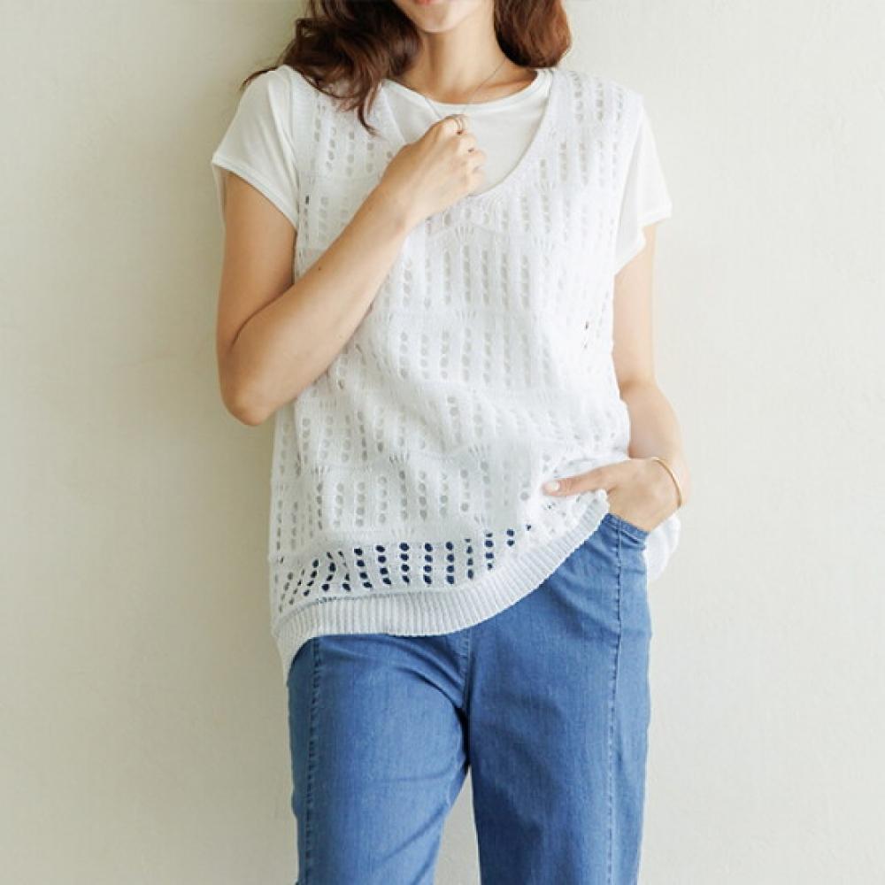 Dedra Kerin Punching Knit Vest 100size Vef3010