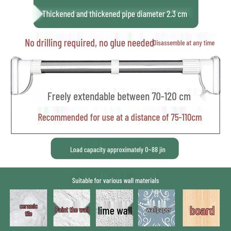 No-Drill Telescopic Clothes Drying & Hanging Rod - Anti-Slip Shower, Curtain & Wardrobe Solution