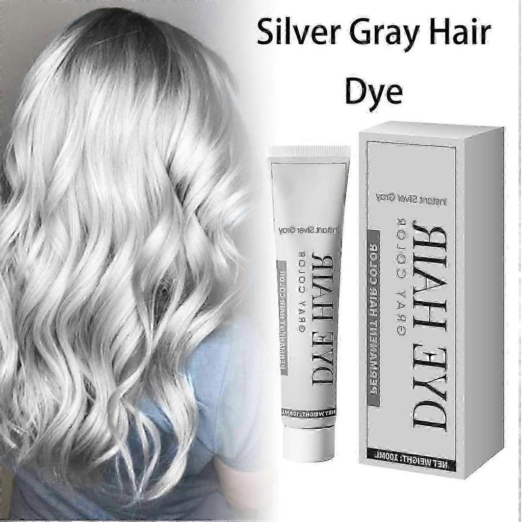 26-27 Sofortige Silber Grau Haarfarbe, Silber Grau Natürliche Haarfarbe Creme, Unisex Haarfarbe, Silber Haarfarbe für Dunkles Haar