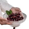 Glass Fruit Plate - Elegant High-Footed Dessert and Snack Holder for Living Room Coffee Table.