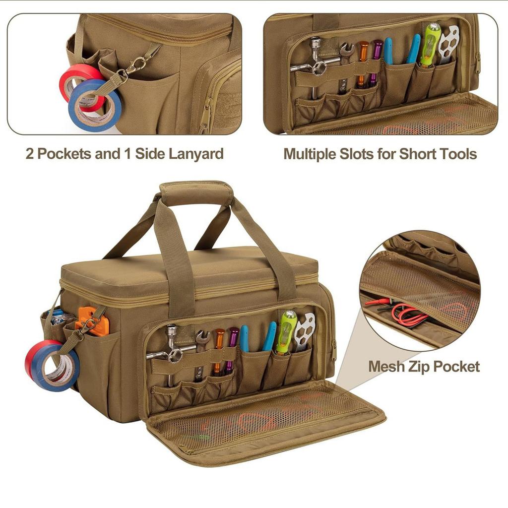 Multifunctional Tool Bag Waterproof Electrician Polyester Thickened Carpentry Tool Bag Large Maintenance Storage Bag