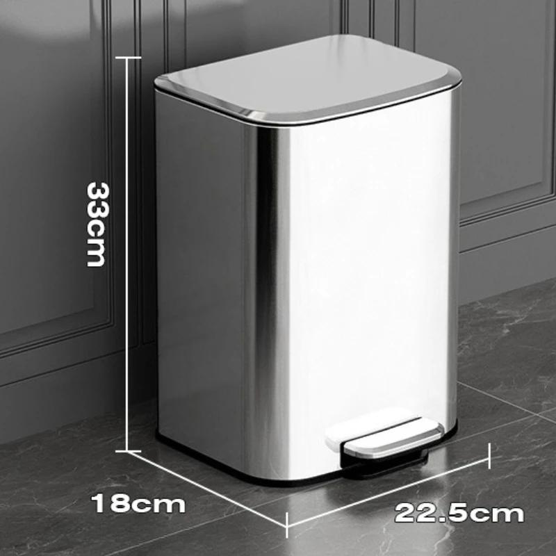 Pedal Trash Can Stainless Steel Waste Bins Large Food Waste Disposal Wastebin Household Kitchen Standing Litter Bin Container