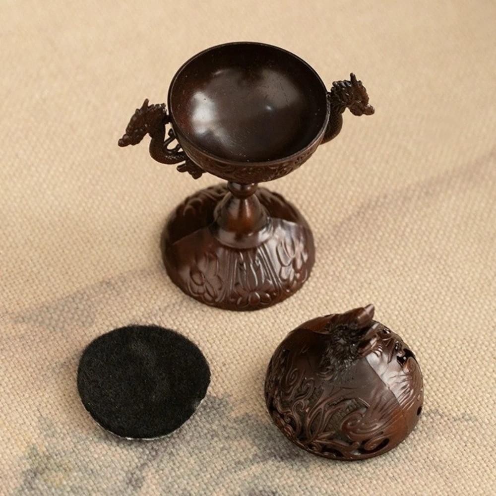 Vintage Legierung Räuchergefäß Handgefertigt Hoher Fuß Sandelholz Räuchergefäß Ausgeschnitten mit Deckel Aromatherapie Ofen Yoga Meditation