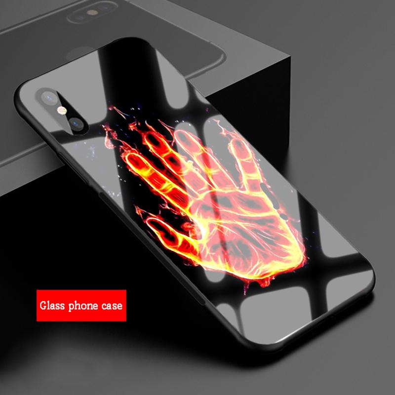 Pouzdro na telefon z tvrzeného skla s potiskem ruky Pro iphone 12 11 Pro Max 5 6 7 8 PLUS X XS XR XSMax Skořepina 12Pro Kryt Skořepina