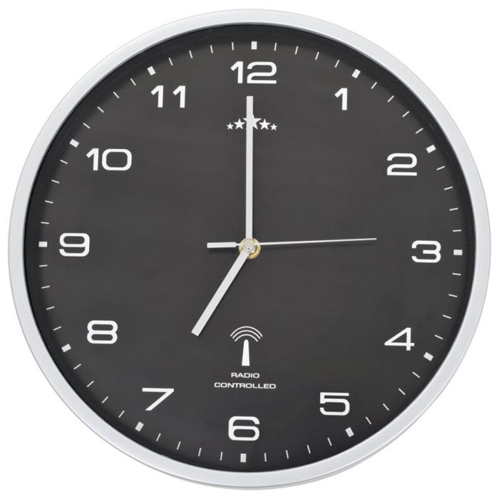 VidaXL Horloge Murale Radioguidée avec Mouvement à Quartz Noir Cuisine Salon 50618