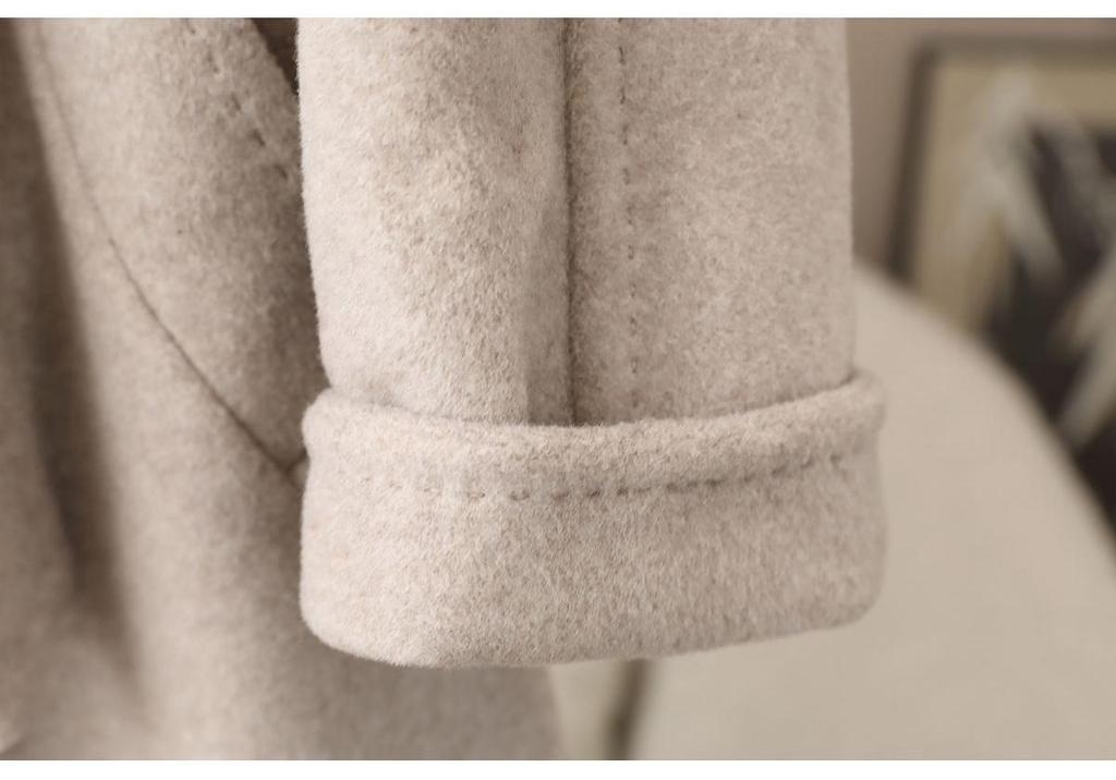Women's 2026 Spring New Long Wool Double-Faced Coat with Large Lapel and Belted Waist