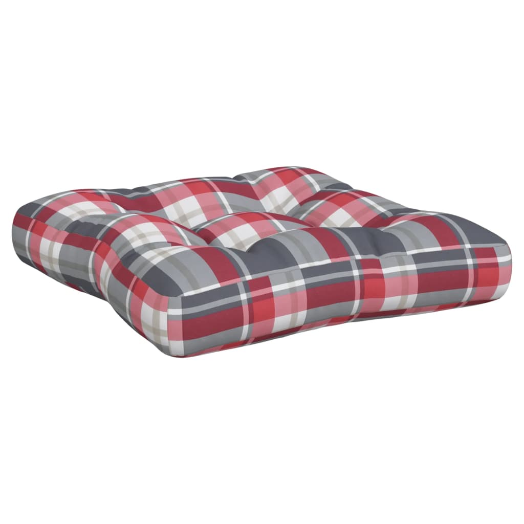 3 Piece Pallet Cushion Set Red Checkered Pattern Fabric