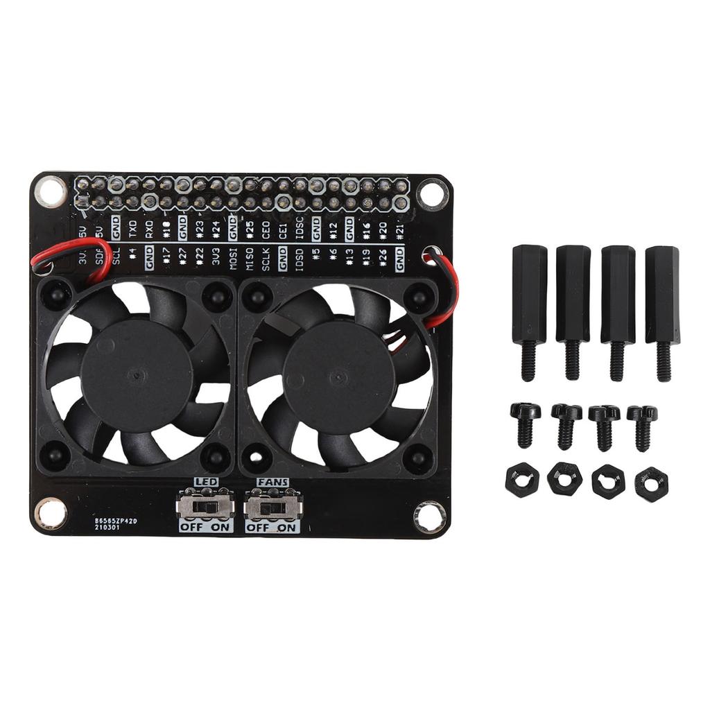 GPIO Expansion Board Fit for RasPi 4B 3B+ 3B 3A+ Dual Cooling Fans GPIO Expansion Board Module
