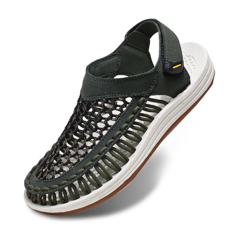 Fashion New Design Mesh Cloth Sandals Men Breathable Summer Flat Outdoor Handmade Sandals Antiskid Beach Sneakers Hollow Out Desert Shoe