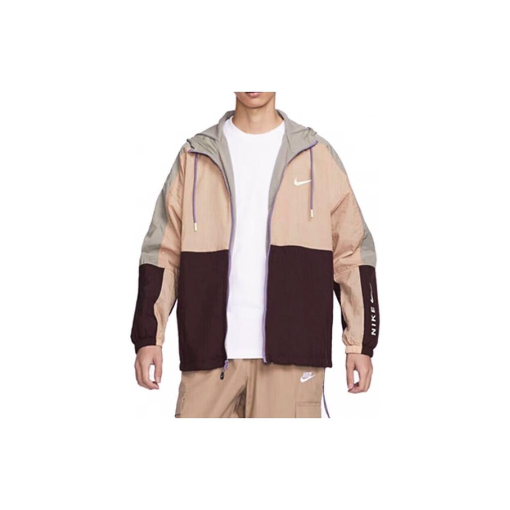 Nike Veste d'entraînement décontractée à manches longues et à capuche Color Block pour hommes Kaki HF6170-200