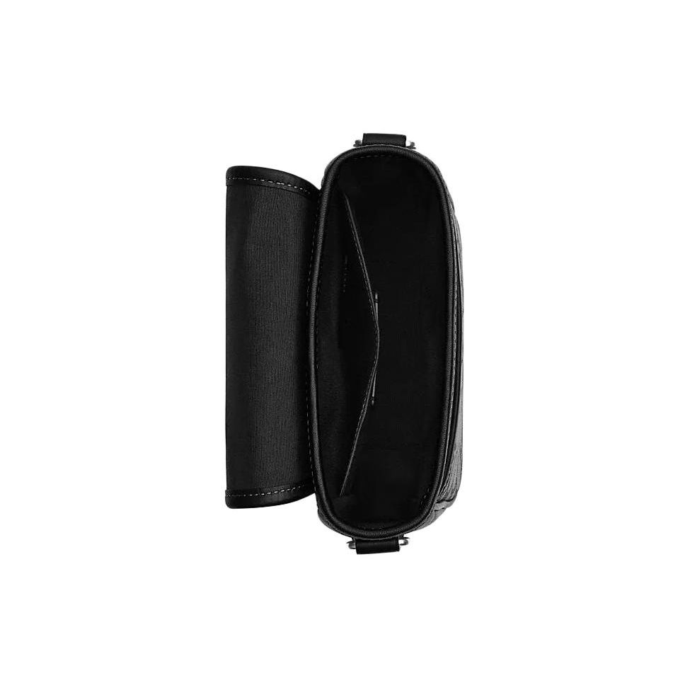 Coach Lucas 16 Classic Monogram Magnetic Closure Leather And Fabric Shoulder Crossbody Bag Small Men bags Black CO915-SVO1U
