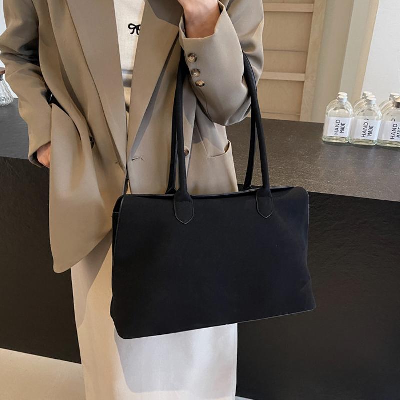 Solid Color Underarm Bag Trendy Satchel Bag Faux Suede Handbags Women Elegant Shoulder Bags Casual Totes Bag
