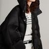ELLE French Warm Solid Color Hooded Basic Down Jacket Women outerwear Black EY49322