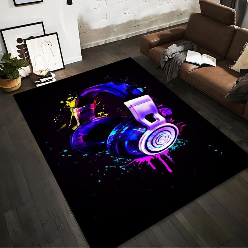 

Colorful Headphone Design Carpet with Neon Splash Art Style Suitable for use as an anti-slip for living room bedroom sofas 40x60cm( 15x23in )